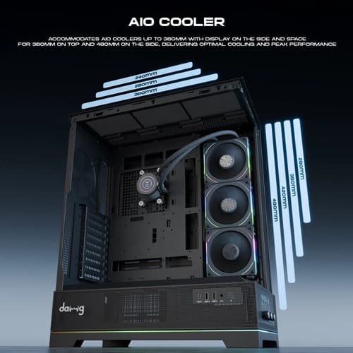 Dawg Y 990 ARGB E-ATX Mid Tower Case with Pre-installed 360mm AIO Cooler