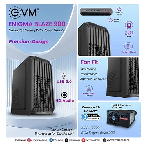 EVM Enigma Turbo 900 M-ATX Mini Tower Case with SMPS