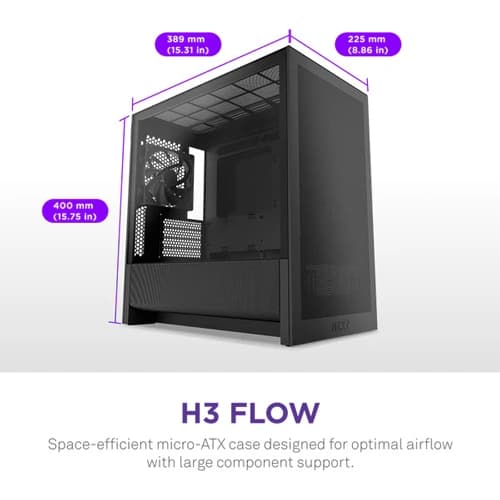 NZXT H3 Flow M-ATX Mini Tower Case 2025 Edition