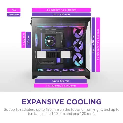 Nzxt H9 Flow RGB Plus 2025 Edition E-ATX Mid Tower Case