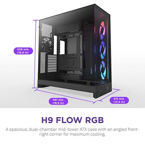 Nzxt H9 Flow RGB 2025 Edition E-ATX Mid Tower Case