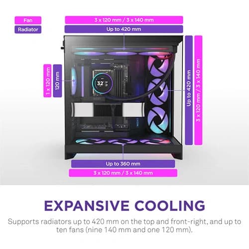 Nzxt H9 Flow RGB 2025 Edition E-ATX Mid Tower Case