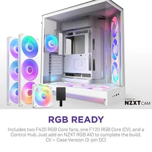 Nzxt H9 Flow RGB Plus 2025 Edition White E-ATX Mid Tower Case
