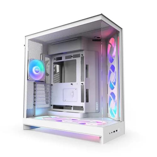 Nzxt H9 Flow RGB Plus 2025 Edition White E-ATX Mid Tower Case