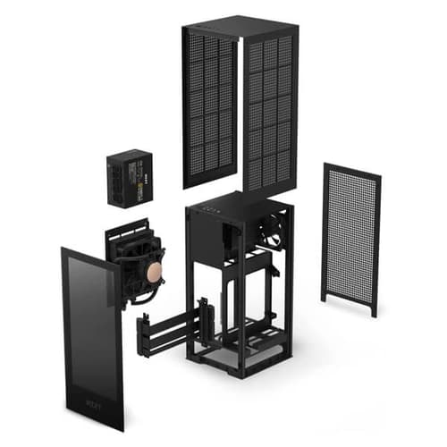 Nzxt H1 Version 2 With PSU, AIO, and Riser Card (M-ITX) Mini Tower Cabinet (Matte Black)