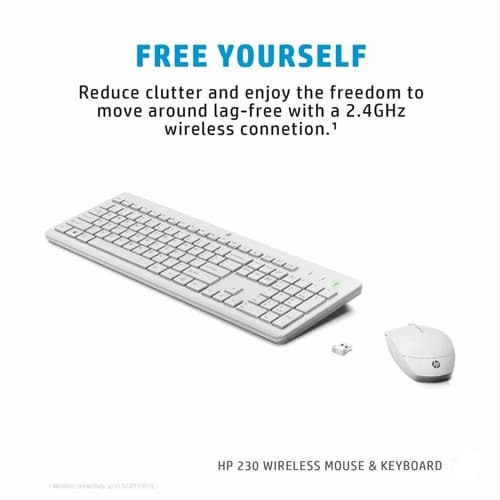 HP 230 Wireless White Keyboard and Mouse Combo HP 230 Wireless White Keyboard and Mouse Combo