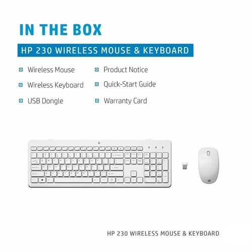HP 230 Wireless White Keyboard and Mouse Combo HP 230 Wireless White Keyboard and Mouse Combo