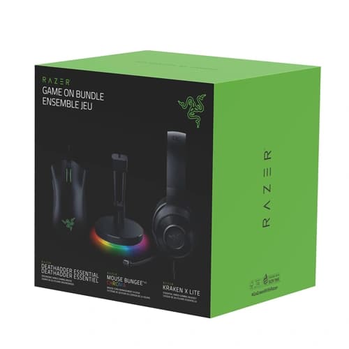 Razer Game On Bundle of Mouse, Mouse Cable Holder and Headset
