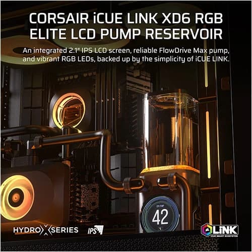 CORSAIR iCUE LINK XD6 RGB Elite LCD Pump and Reservoir With LCD screen – Grey