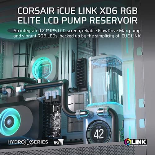 CORSAIR iCUE LINK XD6 RGB Elite LCD Pump and Reservoir With LCD screen - White