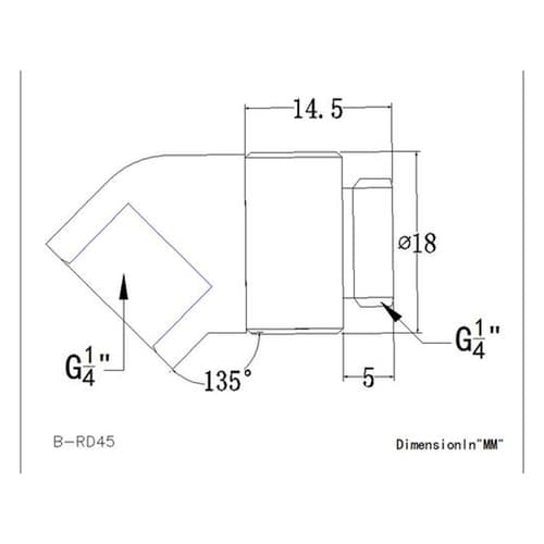 Bykski 45° Rotary Elbow Fitting Male to Female - Silver (B-RD45-X-SNB)