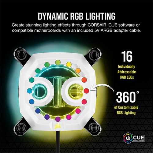 CORSAIR Hydro X Series XC7 RGB CPU Water Block (1200/AM4) – White