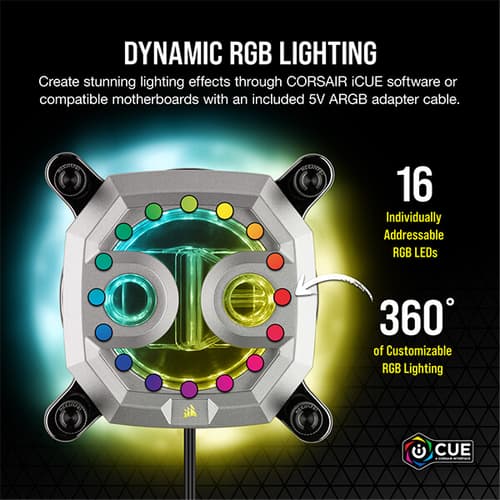 CORSAIR Hydro X Series XC7 RGB CPU Water Block (1200/AM4) – Silver