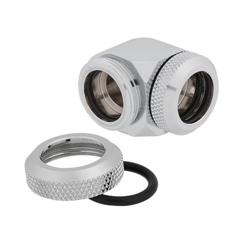 Corsair Hydro X Series XF Hardline 90° 14mm OD Fitting Twin Pack (Chrome)