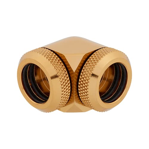 Corsair Hydro X Series XF Hardline 90° 14mm OD Fitting Twin Pack (Gold)