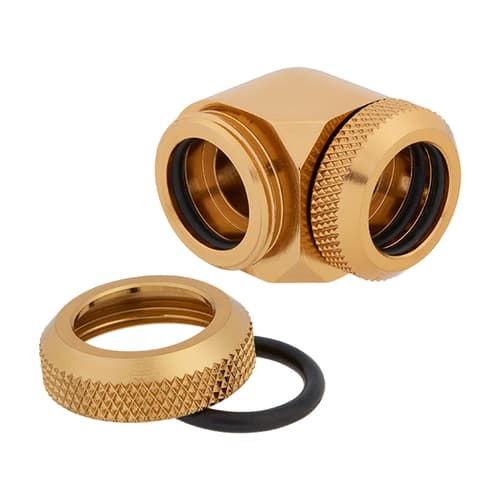 Corsair Hydro X Series XF Hardline 90° 14mm OD Fitting Twin Pack (Gold)