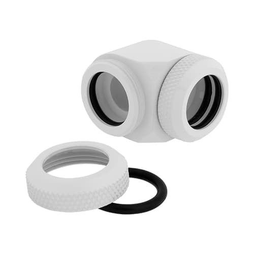 Corsair Hydro X Series XF Hardline 90° 14mm OD Fitting Twin Pack (White)