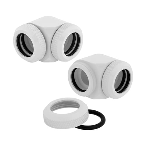 Corsair Hydro X Series XF Hardline 90° 14mm OD Fitting Twin Pack (White)