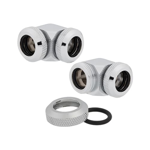 Corsair Hydro X Series XF Hardline 90° 12mm OD Fitting Twin Pack (Chrome)