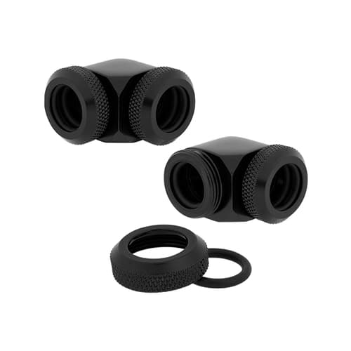 Corsair Hydro X Series XF Hardline 90° 12mm OD Fitting Twin Pack (Black)