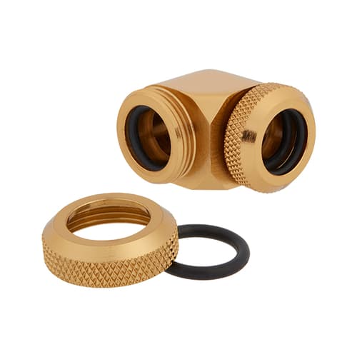Corsair Hydro X Series XF Hardline 90° 12mm OD Fitting Twin Pack (Gold)