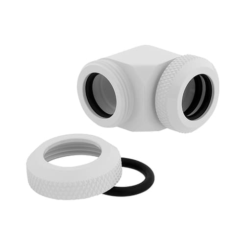 Corsair Hydro X Series XF Hardline 90° 12mm OD Fitting Twin Pack (White)