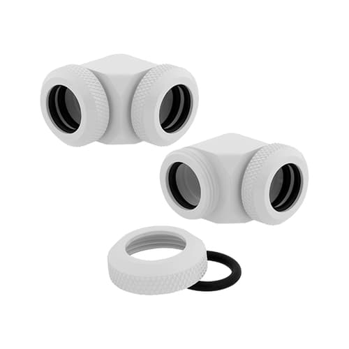 Corsair Hydro X Series XF Hardline 90° 12mm OD Fitting Twin Pack (White)
