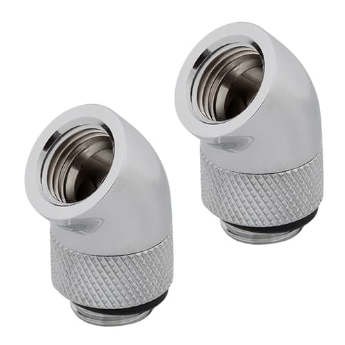 Corsair Hydro X Series XF Hardline 45° Rotary Adapter Twin Pack (Chrome)