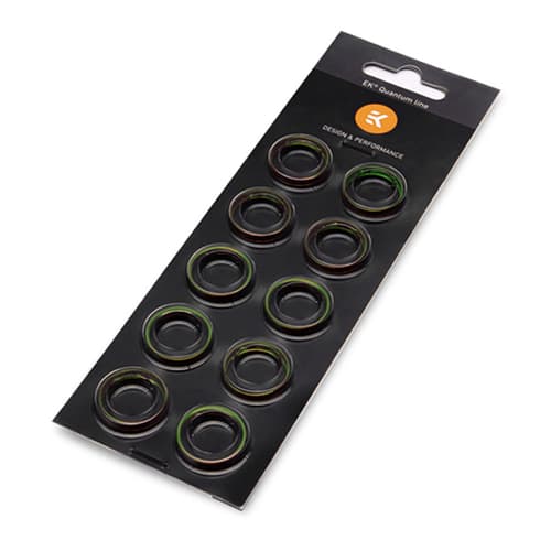 EK-Quantum Torque - Color Ring - 10-Pack STC 10/16 - For 10mm ID/ 16mm OD Soft Tube Compression Fittings (Green)