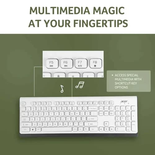Acer Wireless White Keyboard and Mouse Combo