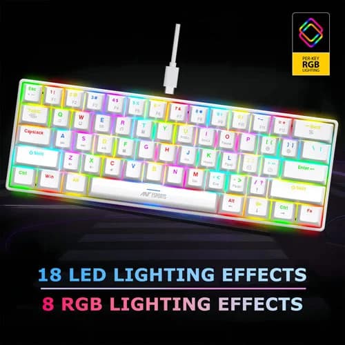 Ant Esports MK1300 V2 White Mini Keyboard with Brown Switches