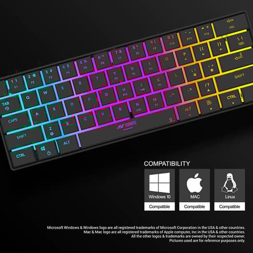 Ant Esports MK1500 Mini Wireless Gaming Keyboard with Membrane Switches (Black)