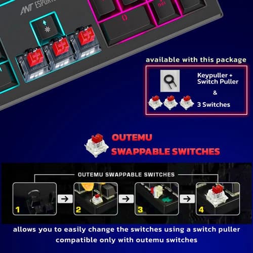 Ant Esports MK1850 Gaming Keyboard with Red Switches (Black)