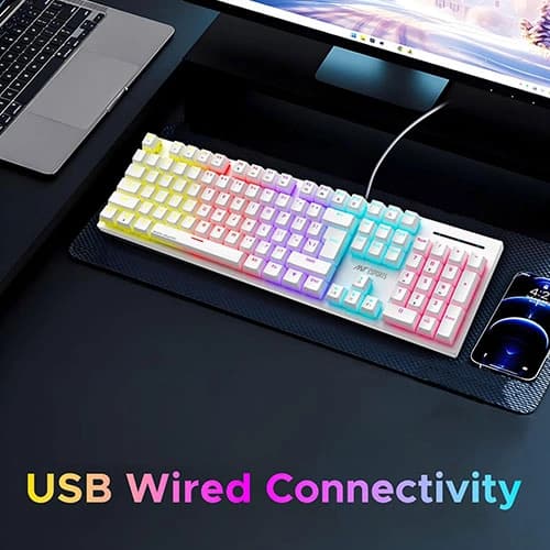 Ant Esports MK3400 Pro V3 White Mechanical Gaming Keyboard with Brown Switches
