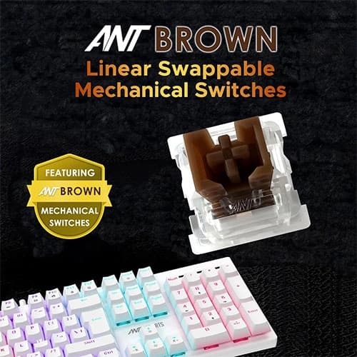 Ant Esports MK3400 Pro V3 White Mechanical Gaming Keyboard with Brown Switches