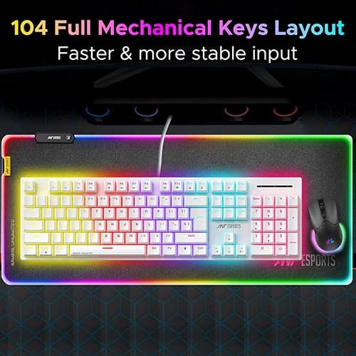 Ant Esports MK3400 Pro V3 White Mechanical Gaming Keyboard with Brown Switches