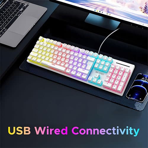 Ant Esports MK3400 Pro V3 White Mechanical Gaming Keyboard with Red Switches