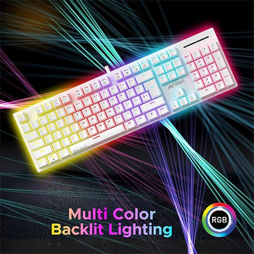 Ant Esports MK3400 Pro V3 White Mechanical Gaming Keyboard with Red Switches