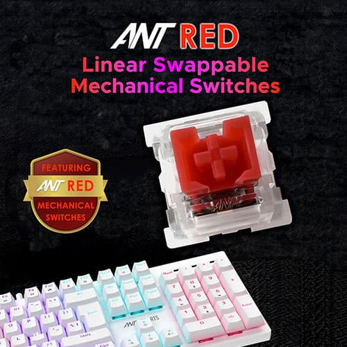 Ant Esports MK3400 Pro V3 White Mechanical Gaming Keyboard with Red Switches