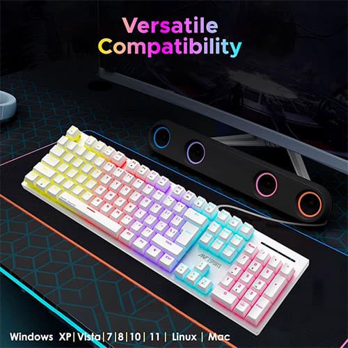 Ant Esports MK3400 Pro V3 White Mechanical Gaming Keyboard with Red Switches