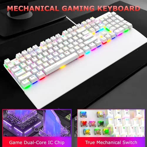 Ant Esports MK4100 RGB White Keyboard with Red Switches