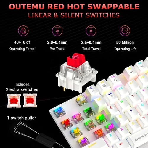 Ant Esports MK4100 RGB White Keyboard with Red Switches