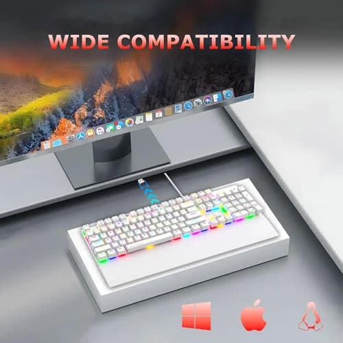 Ant Esports MK4100 RGB White Keyboard with Red Switches