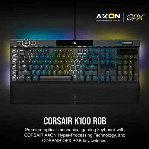 Corsair K100 RGB Optical-Mechanical Gaming Keyboard with OPX Switches (Midnight Gold)