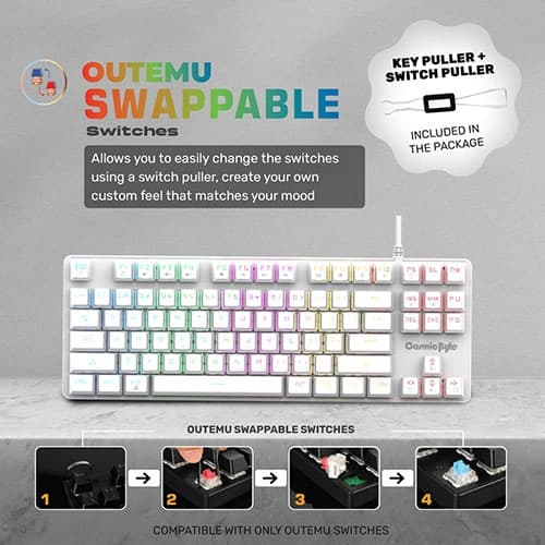 Cosmic Byte CB-GK-37 White Firefly TKL RGB Mechanical Keyboard