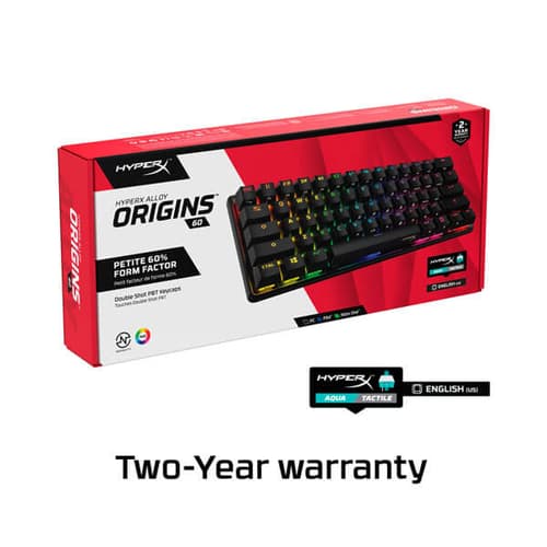 Hyperx Alloy Origins 60 Percent Mechanical Gaming Keyboard with Aqua Tactile Switches