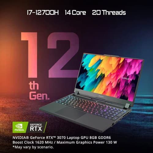 Gigabyte AORUS 5 SE4-73IN313SO Gaming Laptop (i7-12700H/RTX 3070 8GB)