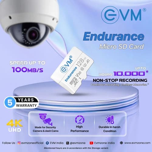 EVM Endurance 128GB microSD XC Class 10 U3 Memory Card