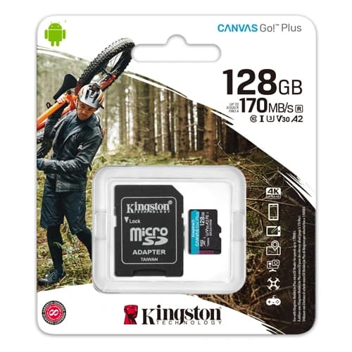 Kingston Canvas Go! Plus microSD Memory Card 128GB with Adapter