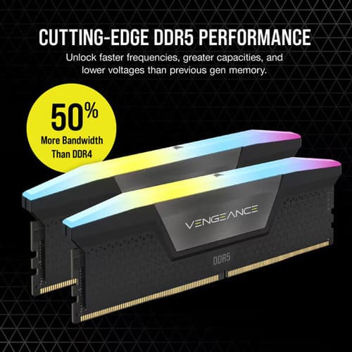 Corsair Vengeance RGB 64GB (32GBx2) DDR5 6000MHz Desktop Ram (Black)